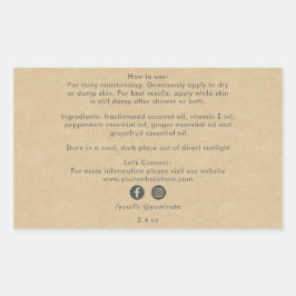 Adesivo Retangular Componentes de produtos de beleza empresarial orgâ