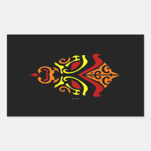 Adesivo Retangular Composição alaranjada tribal da máscara de Kabu