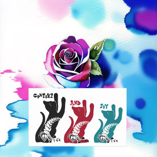 Adesivo Retangular Conforto E Alegria Bênção De Natal 3 Gatos Rezando