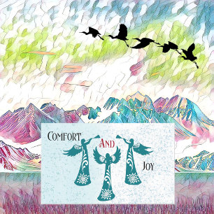 Adesivo Retangular Conforto E Alegria Bênção De Natal Angels Rezando