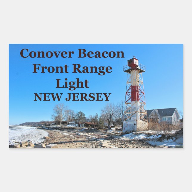 Adesivo Retangular Conover Beacon Front Range Light, NJ Sticker (Frente)
