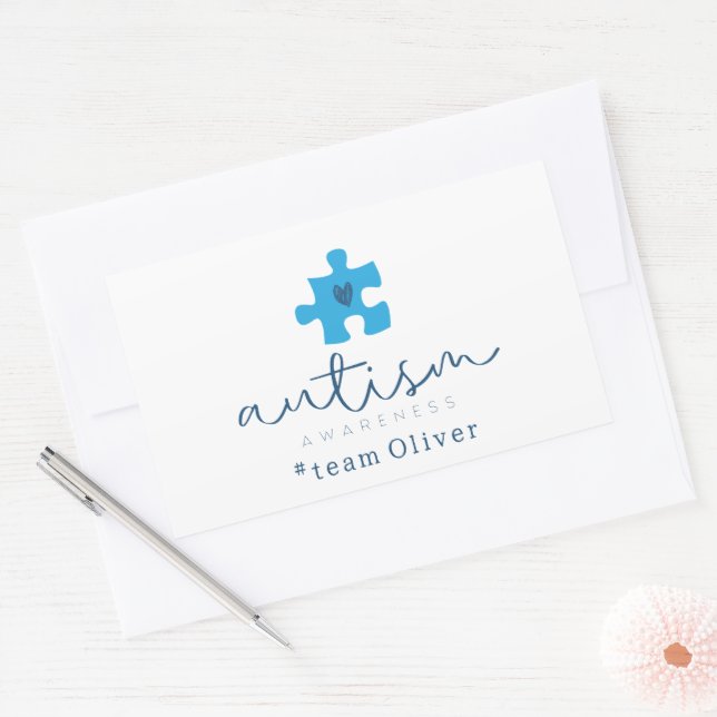 Adesivo Retangular conscientização do autismo peça de quebra-cabeça a (Envelope)