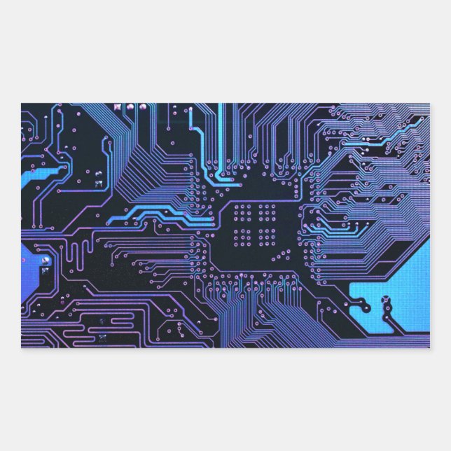Adesivo Retangular Conselho Nerd de saída PCB Blue Electronic Circuit (Frente)