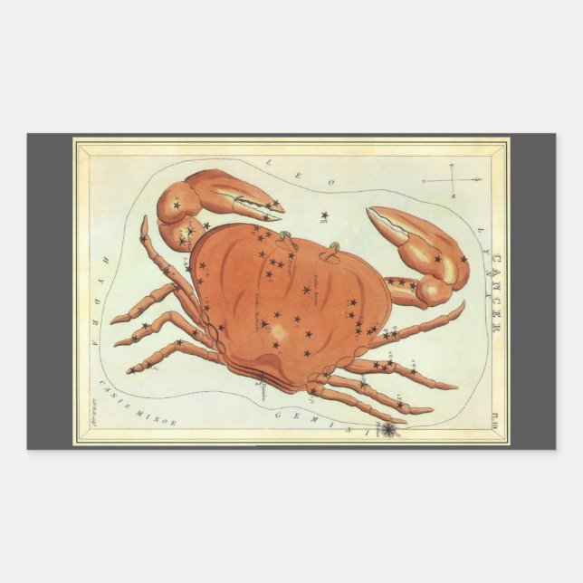 Adesivo Retangular Constelação de colheita de caranguejo cancer, Espe (Frente)
