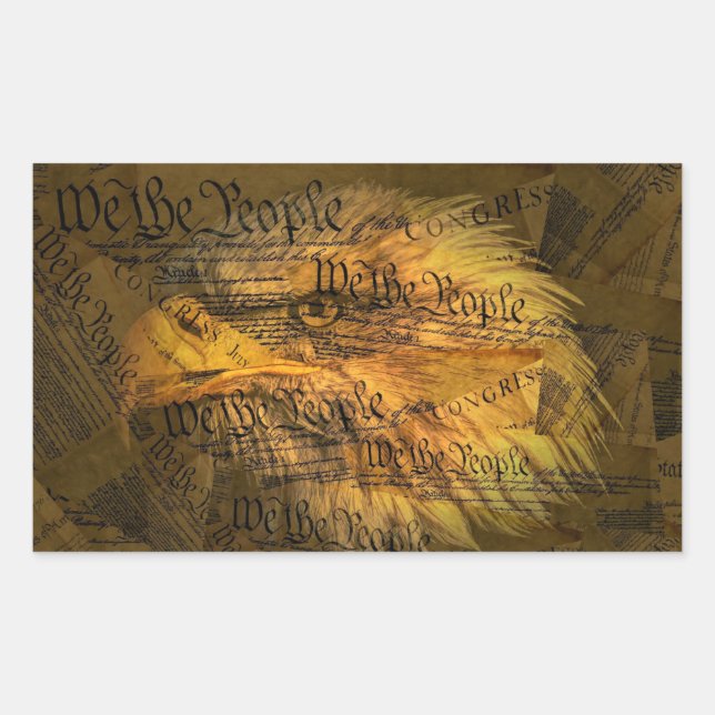 Adesivo Retangular Constituição Americana Bald Eagle (Frente)