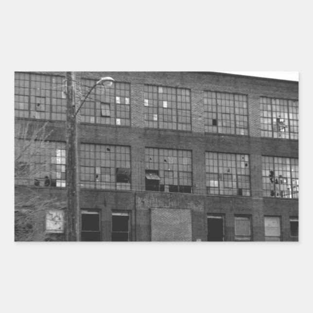 Adesivo Retangular Construção de Fabricação Abandonada (Frente)