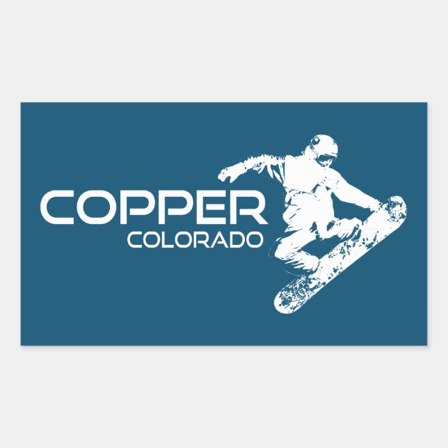 Adesivo Retangular Copper Mountain Colorado Snowboarder (Frente)