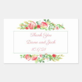 Adesivo Retangular Cor d'água do Jardim Rosa Bouquet