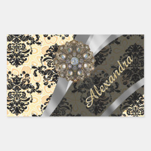 Adesivo Retangular Cor damasco bonito de creme personalizado