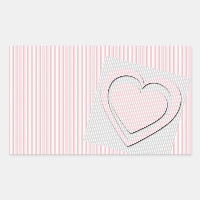 Adesivo Retangular Coração de Amor Rosa Nº 2 Sticker (Frente)