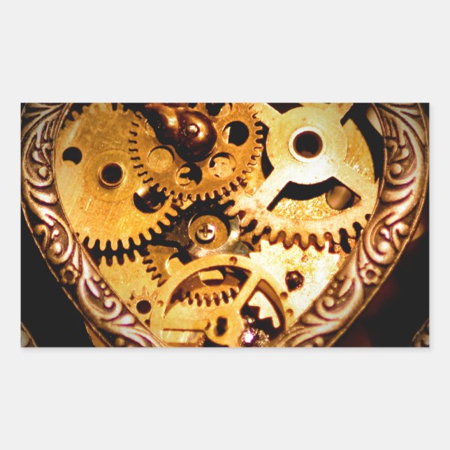 Adesivo Retangular coração de steampunk (Frente)