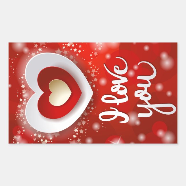 Adesivo Retangular Coração e estrelas em vermelho (Frente)