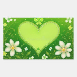 Adesivo Retangular Coração Verde