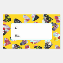 Adesivo Retangular Corações de Colagem Personalizados