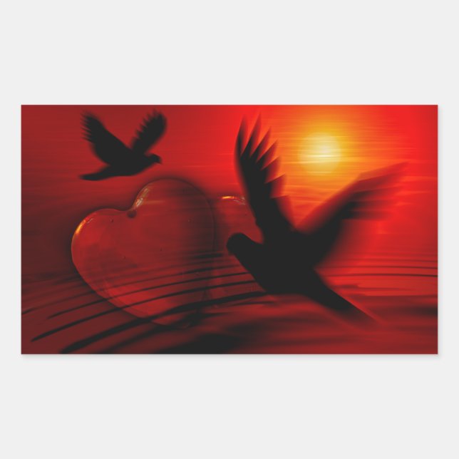 Adesivo Retangular Corações e Doves (Frente)