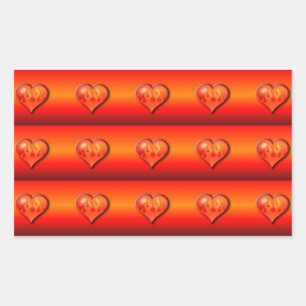 Adesivo Retangular Corações Pulverizados em Fogo