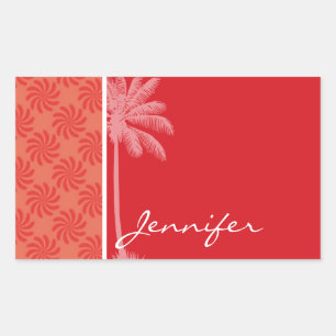 Adesivo Retangular Coral tropical & redemoinho vermelho