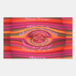 Adesivo Retangular Cores Felizes Desenho de Feliz ano novo de Natal F