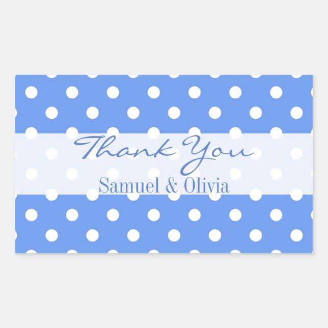 Adesivo Retangular Cornflower Blue Rectangle Polka Dotado Obrigado (Frente)
