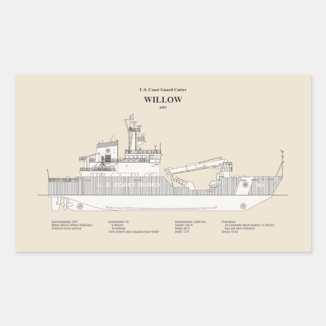 Adesivo Retangular Cortador da USCG Willow wlb-202 - SBD (Frente)