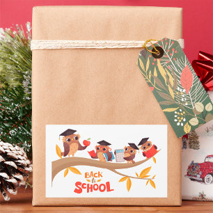 Adesivo Retangular Corujas bonitas de volta à graduação escolar
