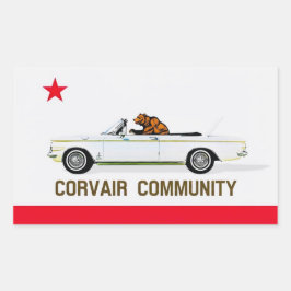 Adesivo Retangular Corvair Community California EM flag