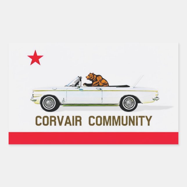 Adesivo Retangular Corvair Community California EM flag (Frente)