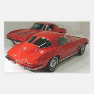 Adesivo Retangular Corvette Vermelho da Janela Dividida Clássica