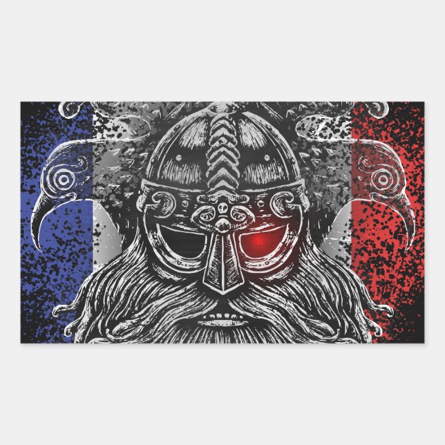 Adesivo Retangular Corvos de Odin espadas Mitologia Viking França ban (Frente)