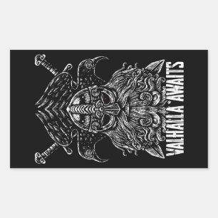 Adesivo Retangular Corvos de Odin Mitologia Viking Valhalla espera