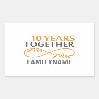 Adesivo Retangular Costume, Sr. e Sra. 10º Aniversário
