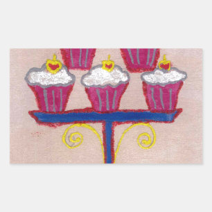 Adesivo Retangular Couture de Cupcake Inspirador Artístico de Achempo