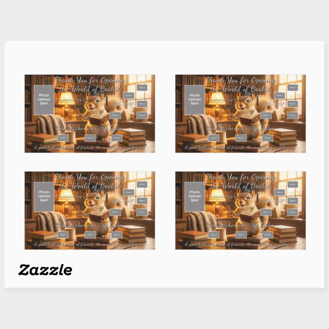 Adesivo Retangular Cozy Library Squirrel Teacher Appreciation Sticker (Folha)
