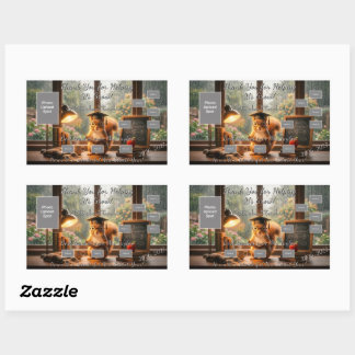 Adesivo Retangular Cozy Rainy Day Squirrel Teacher Appreciation