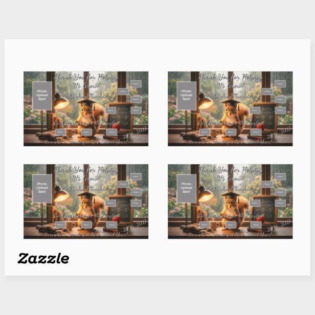 Adesivo Retangular Cozy Rainy Day Squirrel Teacher Appreciation (Folha)