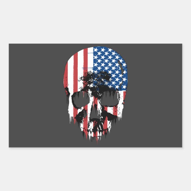 Adesivo Retangular Crânio Americano (Frente)