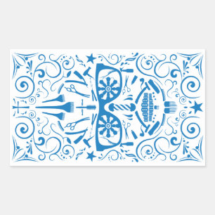 Adesivo Retangular crânio punk de barbearia