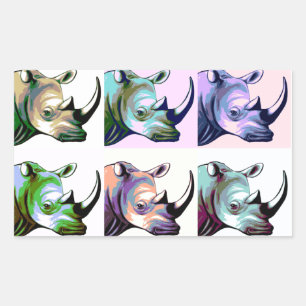Adesivo Retangular Crash of Rhinos Pop Art