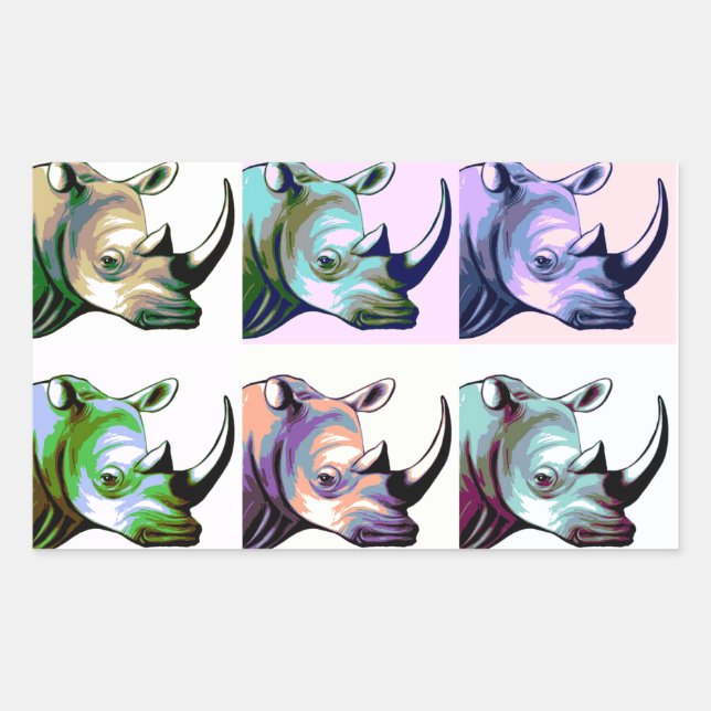 Adesivo Retangular Crash of Rhinos Pop Art (Frente)