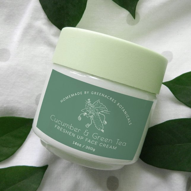 Adesivo Retangular creme facial de pepino e chá verde (Criador carregado)
