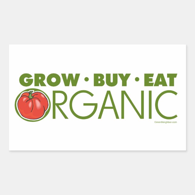 Adesivo Retangular Crescer, Comprar, Comer Orgânico (Frente)