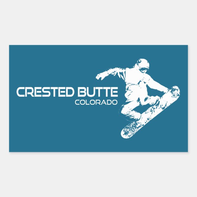 Adesivo Retangular Crested Butte Colorado Snowboarder (Frente)