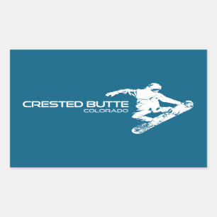 Adesivo Retangular Crested Butte Colorado Snowboarder