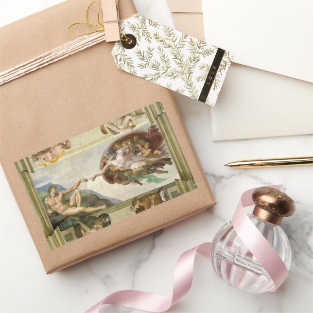 Adesivo Retangular Criação do Homem por Michelangelo (Criação de Adão (Presentear)