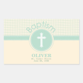 Adesivo Retangular Criança de Deus, Batismo, Sexo Verde Neutro