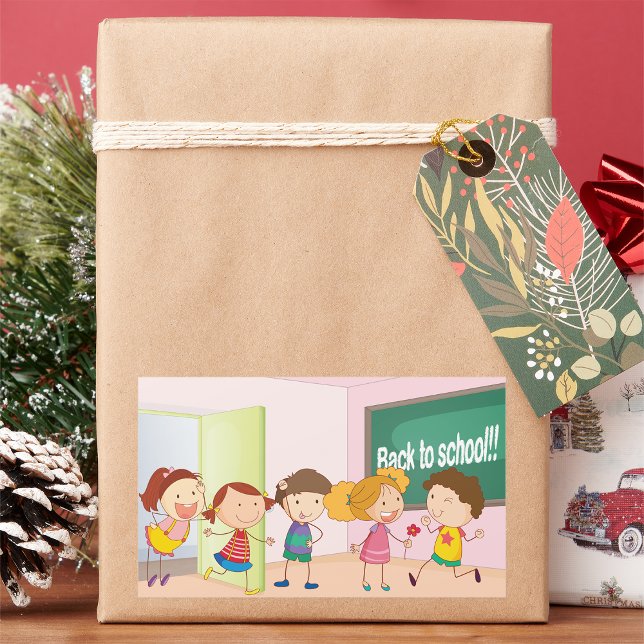 Adesivo Retangular Crianças Na Faculdade (Criador carregado)