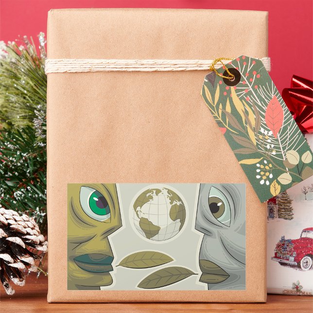 Adesivo Retangular Criaturas globais face à Terra (Criador carregado)