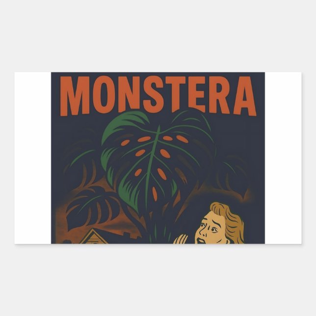 Adesivo Retangular Criei uma Planta de Terror Monstera Retro (Frente)