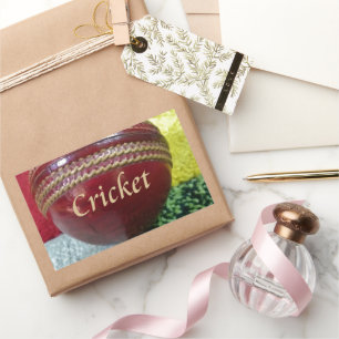 Adesivo Retangular Críquete: Impressão de Bola de Duro Vermelho