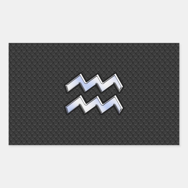 Adesivo Retangular Cromo como Aquarius Zodiac na Pele Cobra (Frente)